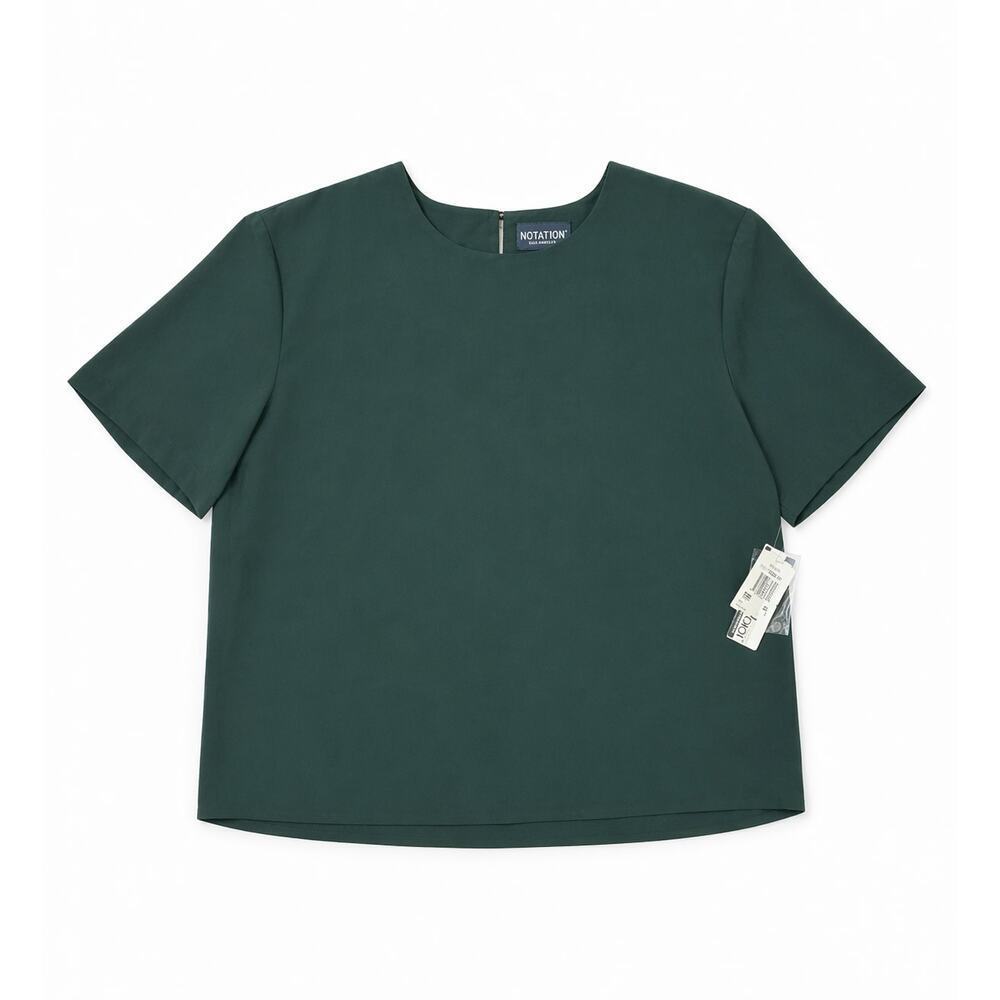 NWT Notations Forest Green Boxy Minimalist Blouse